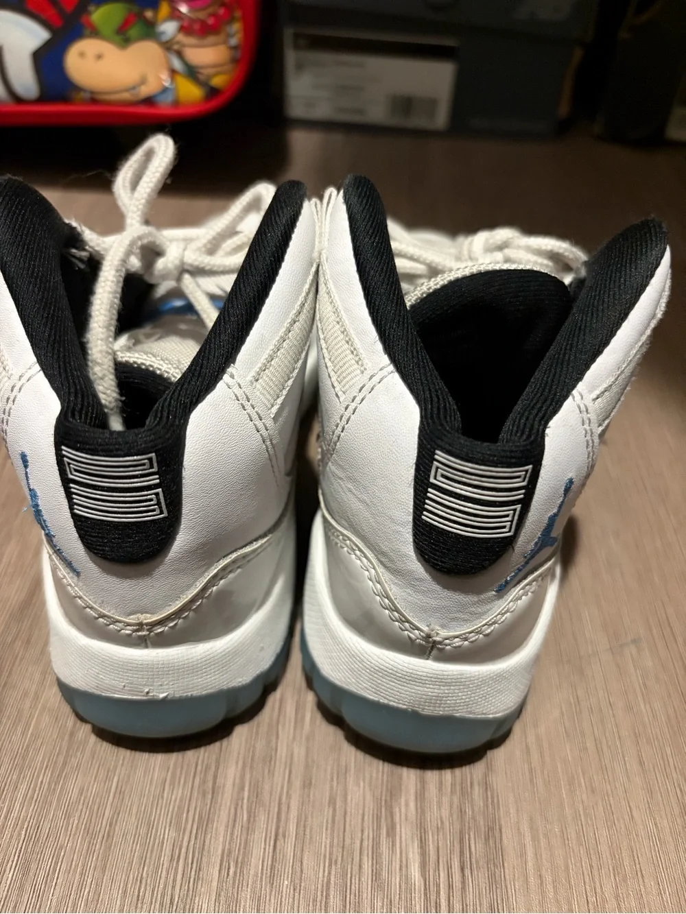 Jordan Kids White with Ice Blue Accents Basketball Sneakers